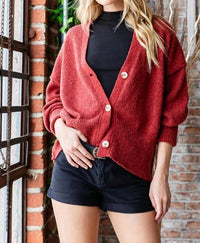 7Th Ray - Drop Shoulder Long Sleeve Button Down Cardigan