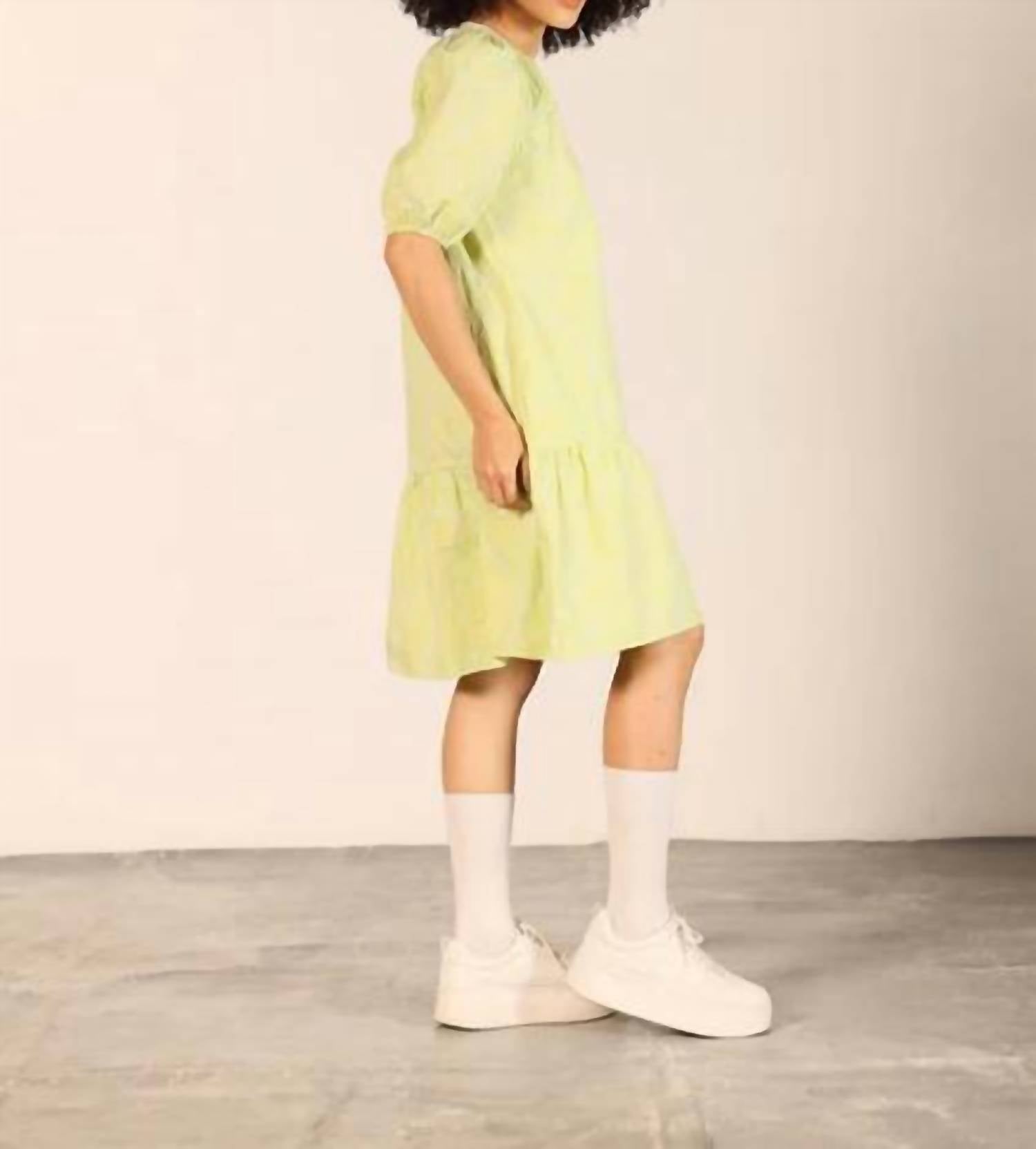 Maude Vivante - Trixie V Neck Puff Sleeves Dress