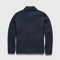 Surfside Supply Men's Austin Quilted Shawl Cardigan in navy heather - men's sweater - detail view