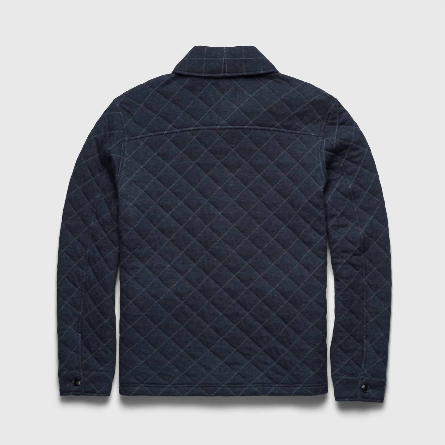 Surfside Supply Men's Austin Quilted Shawl Cardigan in navy heather - men's sweater - detail view