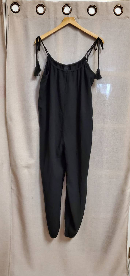 Bobi - Women's Tassel Tie Shoulder Jumpsuit