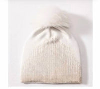 Prenelove - Women's Avery Foil Beanie With Real Fur Pompom