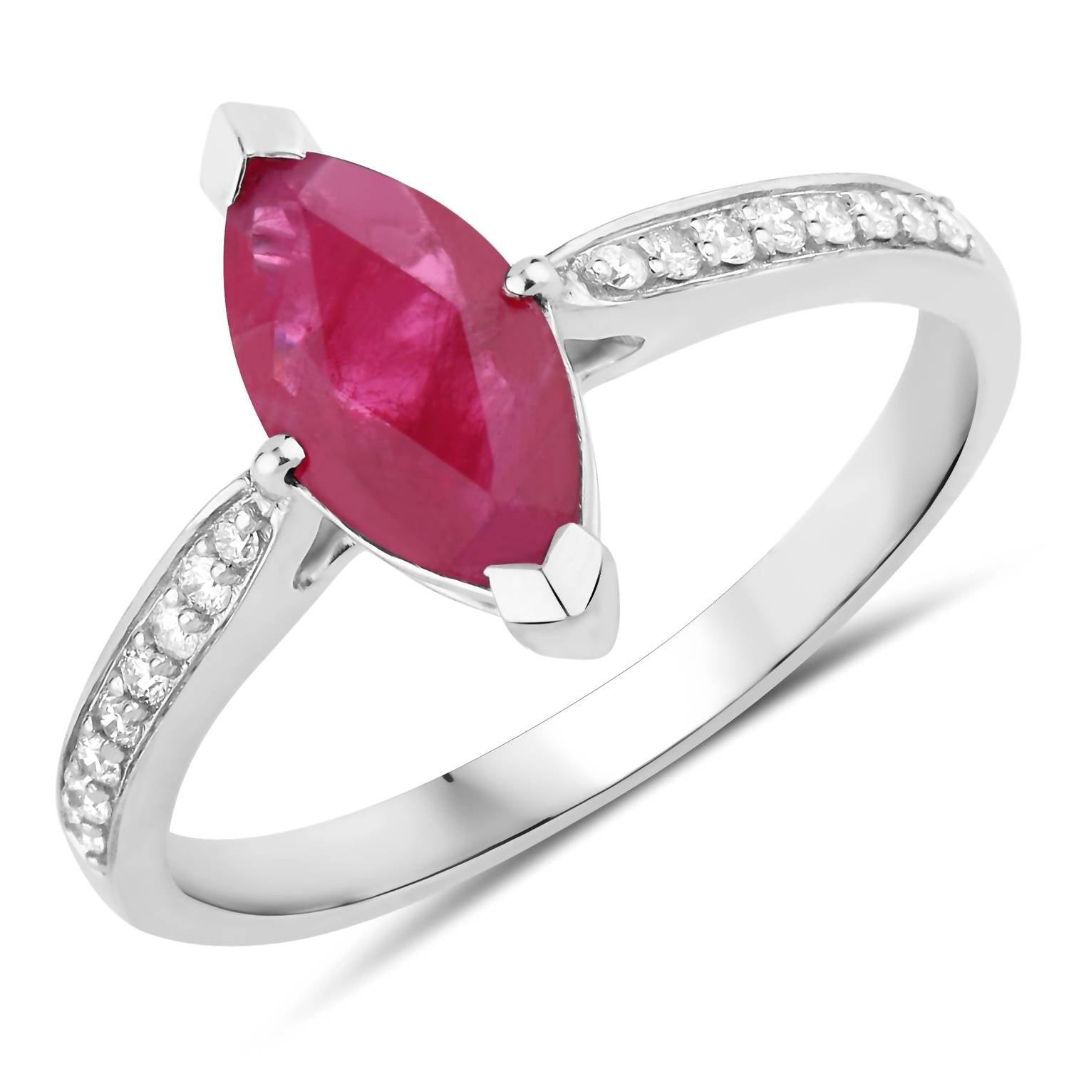Diana M Jewels Women's Marquise Natural Ruby Fashion Ring (1.51 Ct) - Classic in 14k white gold - women's jewelry