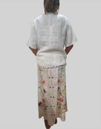 Johnny Was CALISTA HIGH SLIT LINEN SKIRT in elordi stripe - women's skirt - view 5