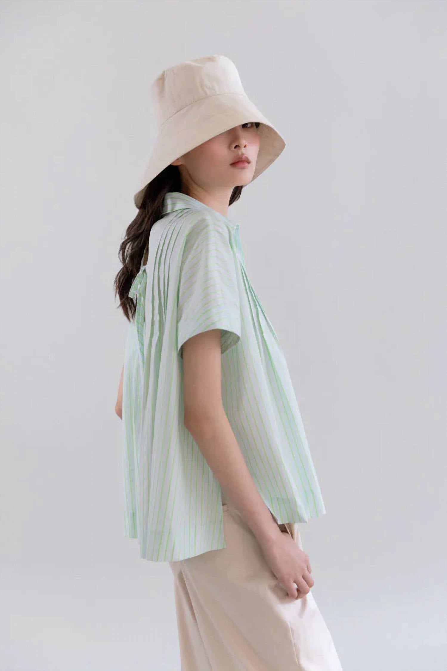 Psophia - Cotton Oxford Open-Front Cape Shirt