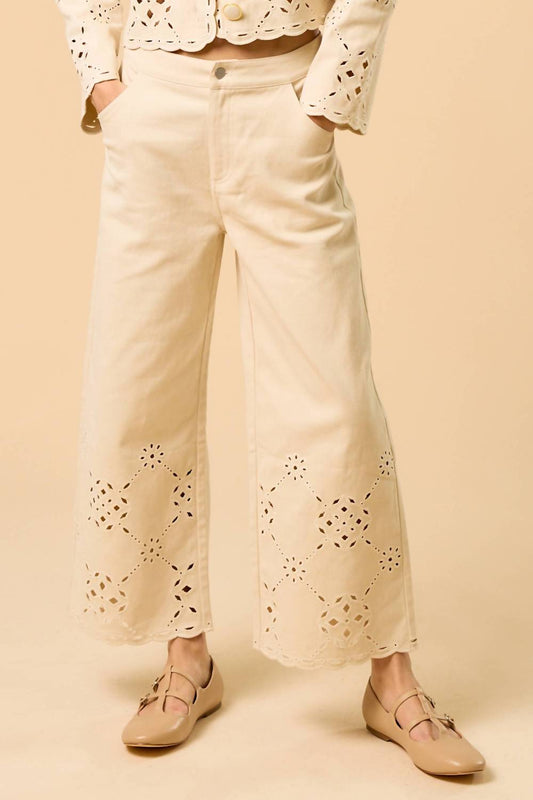 Lalavon - Sundrenched Eyelet Trouser Pants