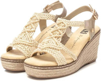 Xti Women's Textile Open Toe Sandals in gold textile - women's sandal - view 4