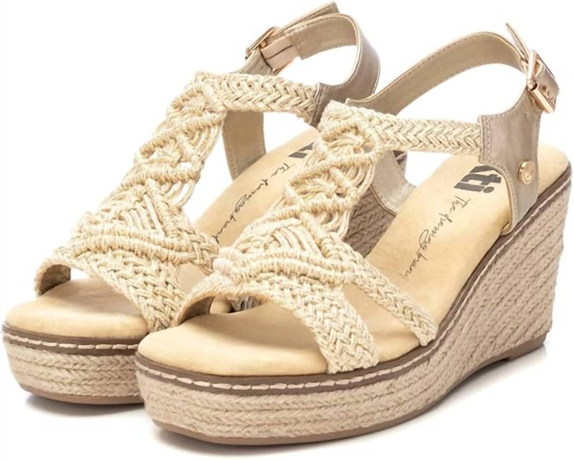 Xti Women's Textile Open Toe Sandals in gold textile - women's sandal - view 4