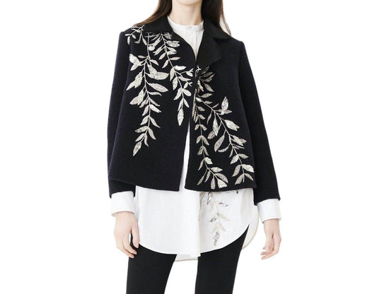 Oscar De La Renta - Beaded Embroidery Open Front Wool Blazer