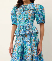 Marie Oliver Estella Puff Sleeves Top in chateau - women's blouse - detail view