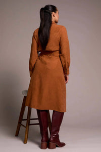 Tribal - Faux Belted Long Sleeve Maxi Dress