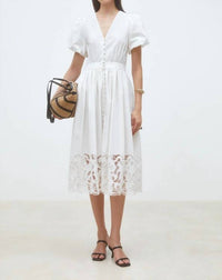Suncoo - Cecily Embroidered Poplin Midi Dress