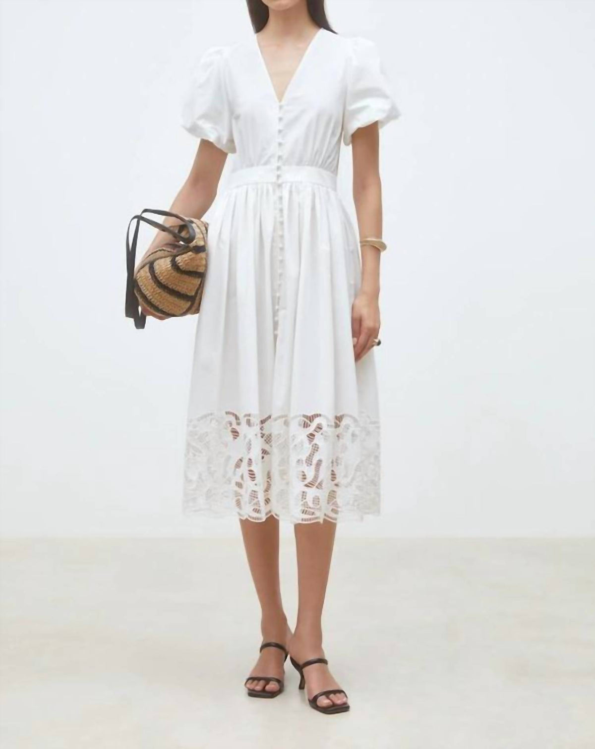 Suncoo - Cecily Embroidered Poplin Midi Dress