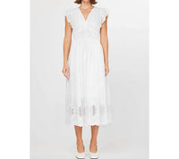 Current Air - Embroidered Lace V-neckline Midi Dress