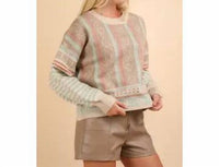 Very J - Women's Oversized Cozy Printed Knit Sweater