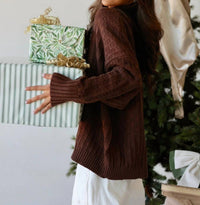 Candescent - Rowan Oversized Checkered Mock Neck Cotton Sweater