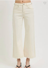 Risen - Dune High Rise Crop Wide Leg Denim Jeans