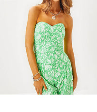 Lilly Pulitzer Kylo Strapless Bustier Top in fauna green tulip to tango - women's shirt - detail view