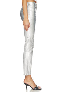 Free People Oracle Metallic Low-rise Slim Straight Jeans in divine 1 - women's jeans - alternate view