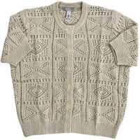 Autumn Cashmere - Short Sleeve Tile Stitch Cardigan