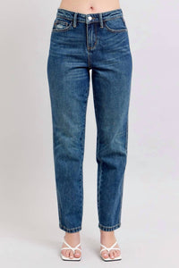 Judy Blue High Waisted Rigid Magic Non-destroy Straight Jeans in dark wash - women's jeans