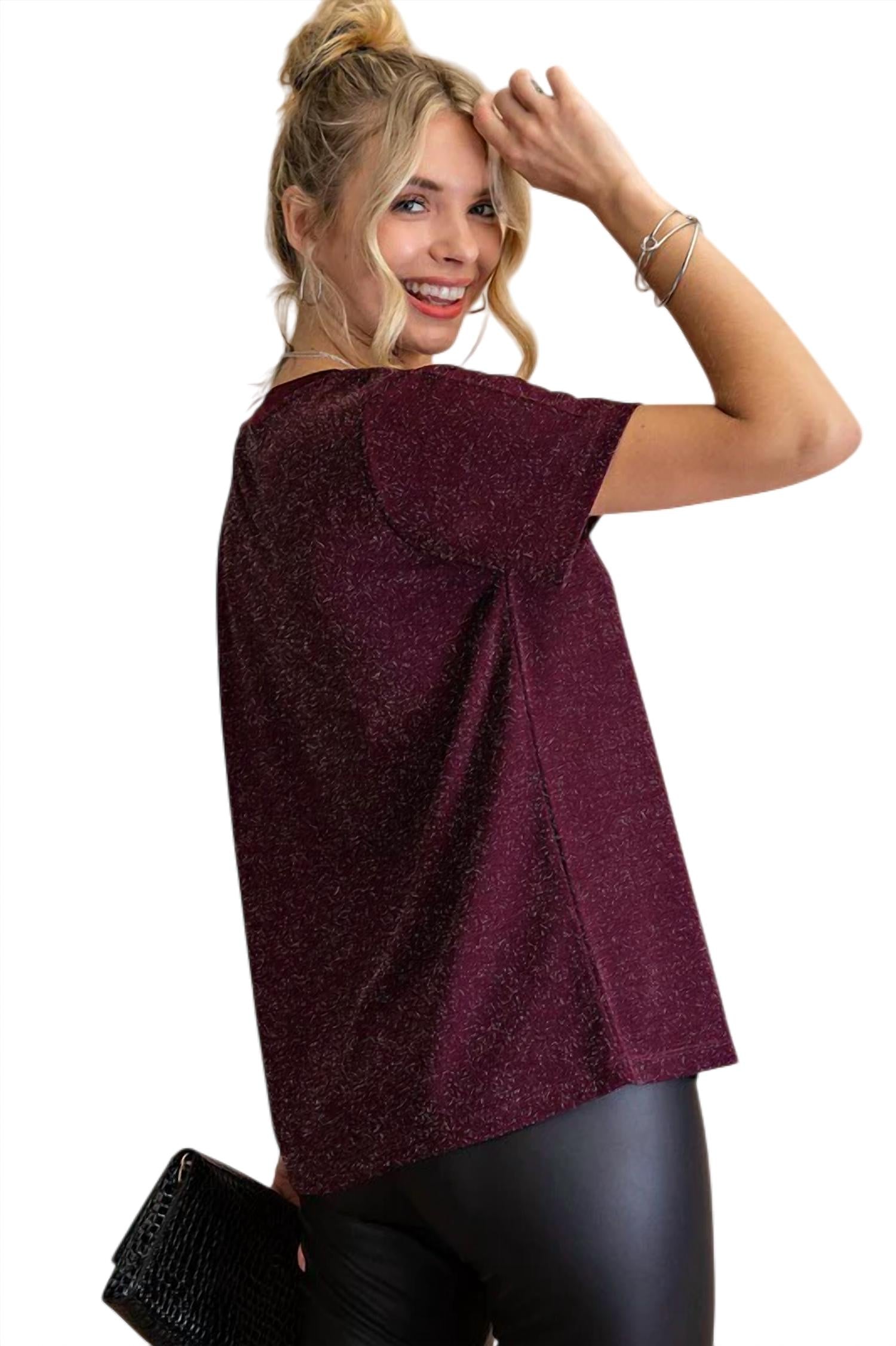 Kori - Foggy Foil Contrast Top