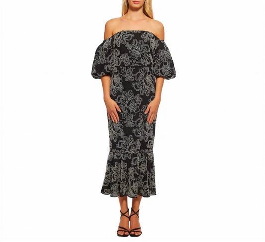 Shoshanna - Brigitte Off Shoulder Midi Dress