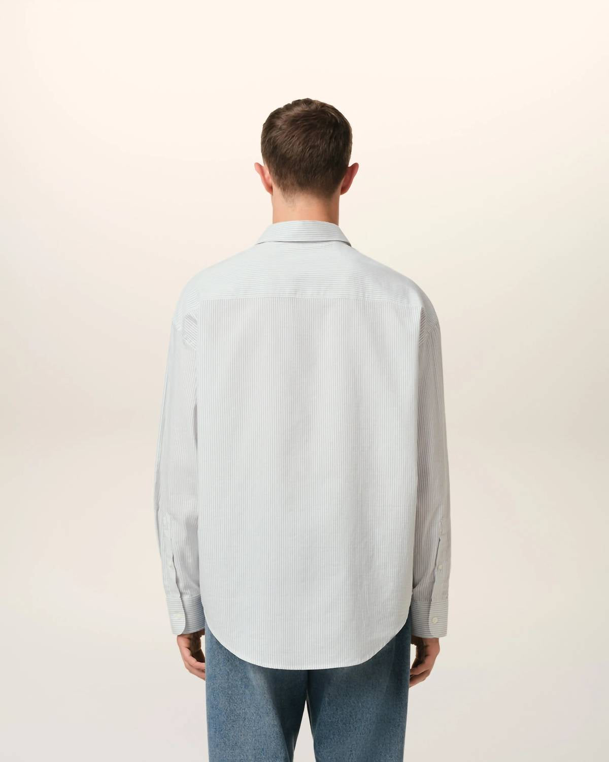 Ami Paris Boxy Fit Shirt in white blue - men's shirt - alternate view