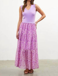 Skies Are Blue - Knit Woven Tank Midi Dress