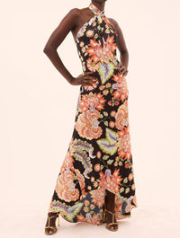 Misa Los Angeles Harle Maxi Dress in fiery flora satin - women's dress
