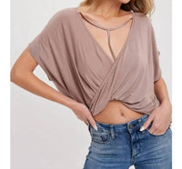 Bluivy - Twisted Back With T-Strap Jersey Top