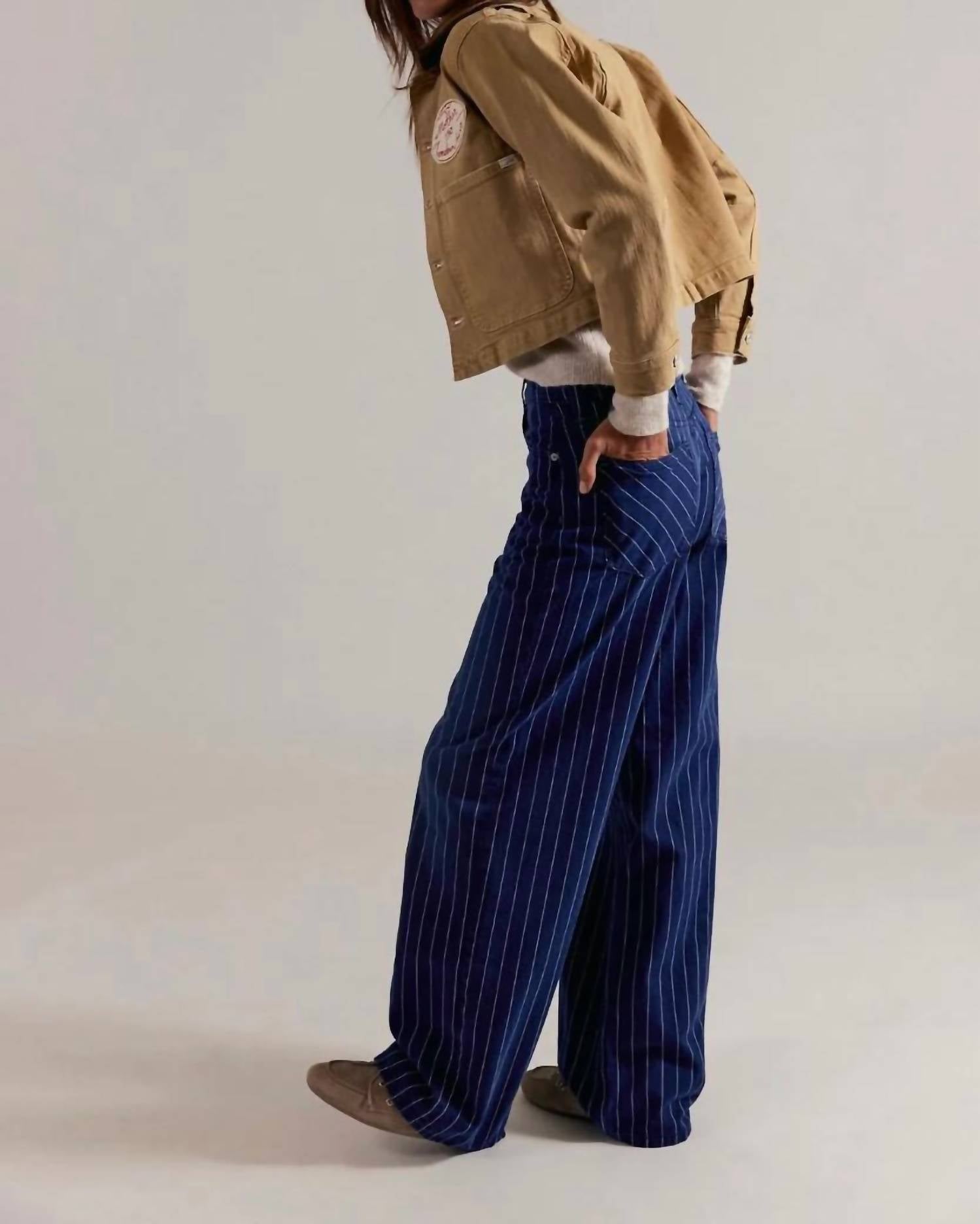 Free People - Nia Striped Boyfriend Jeans