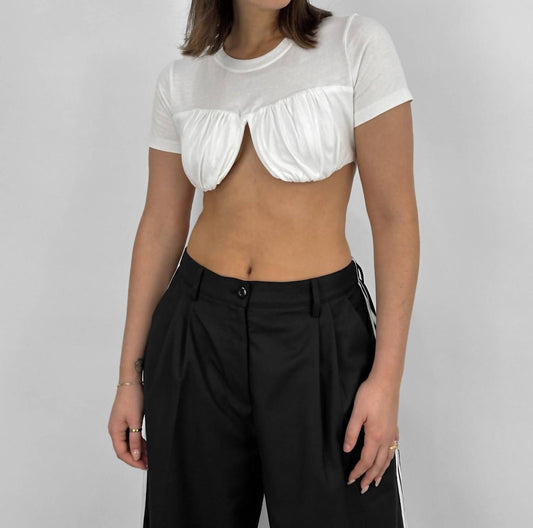 Crew Neck Cropped Underwire Tee