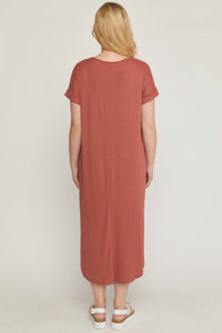 Entro - Ribbed Pocket Midi Dress