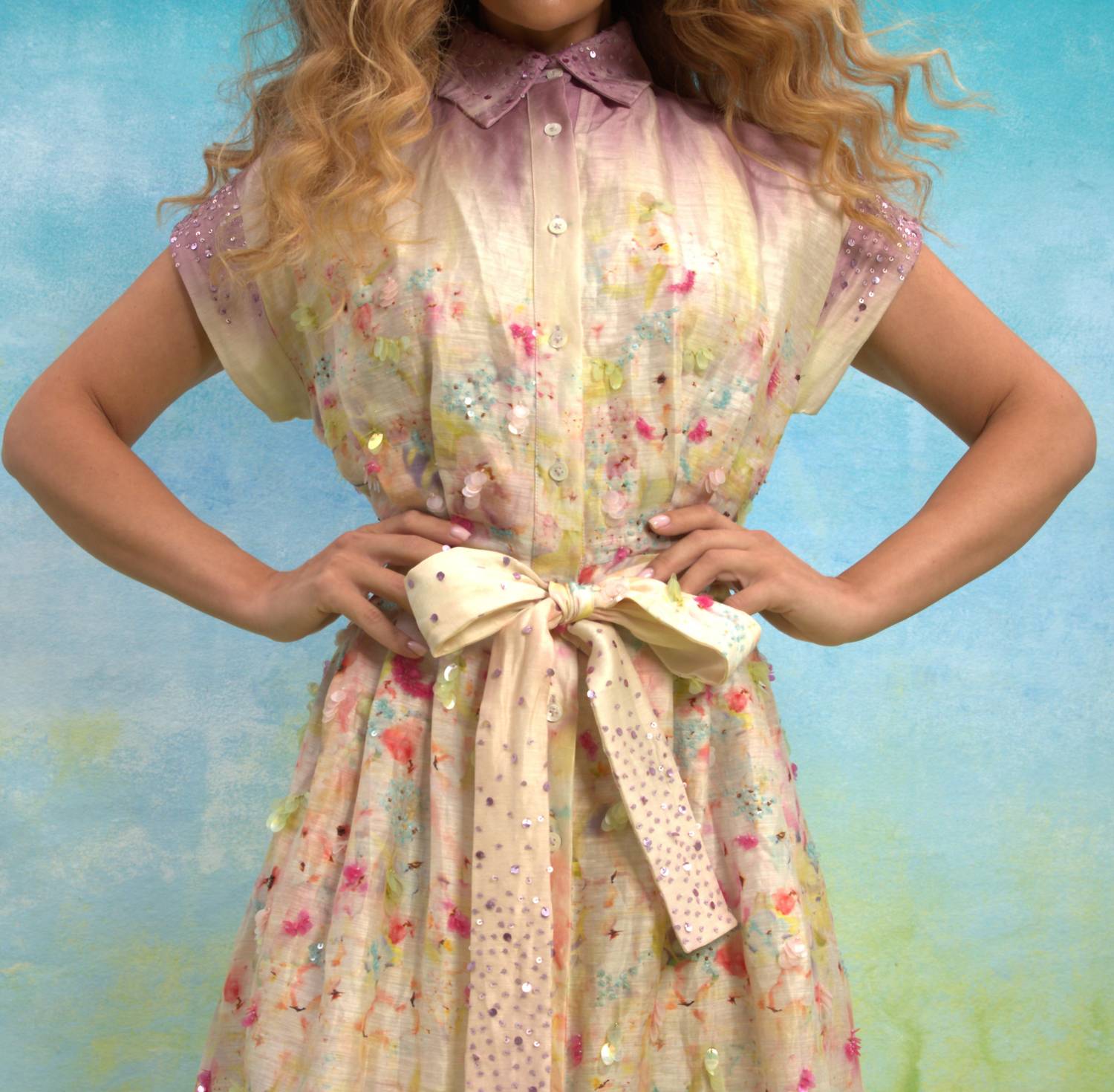 La Fuori - Aqua Bloom Mirage Shirt Dress