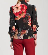 APNY Enchanted Garden Puff Sleeve Blouse in pattern - women's blouse - detail view