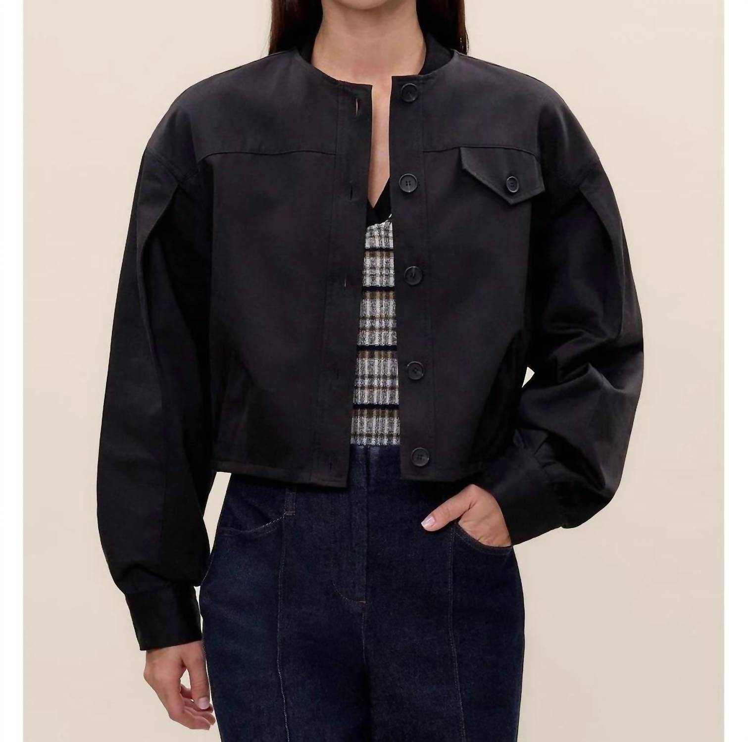 Rebecca Taylor Aria Twill Jacket in black - women's jacket
