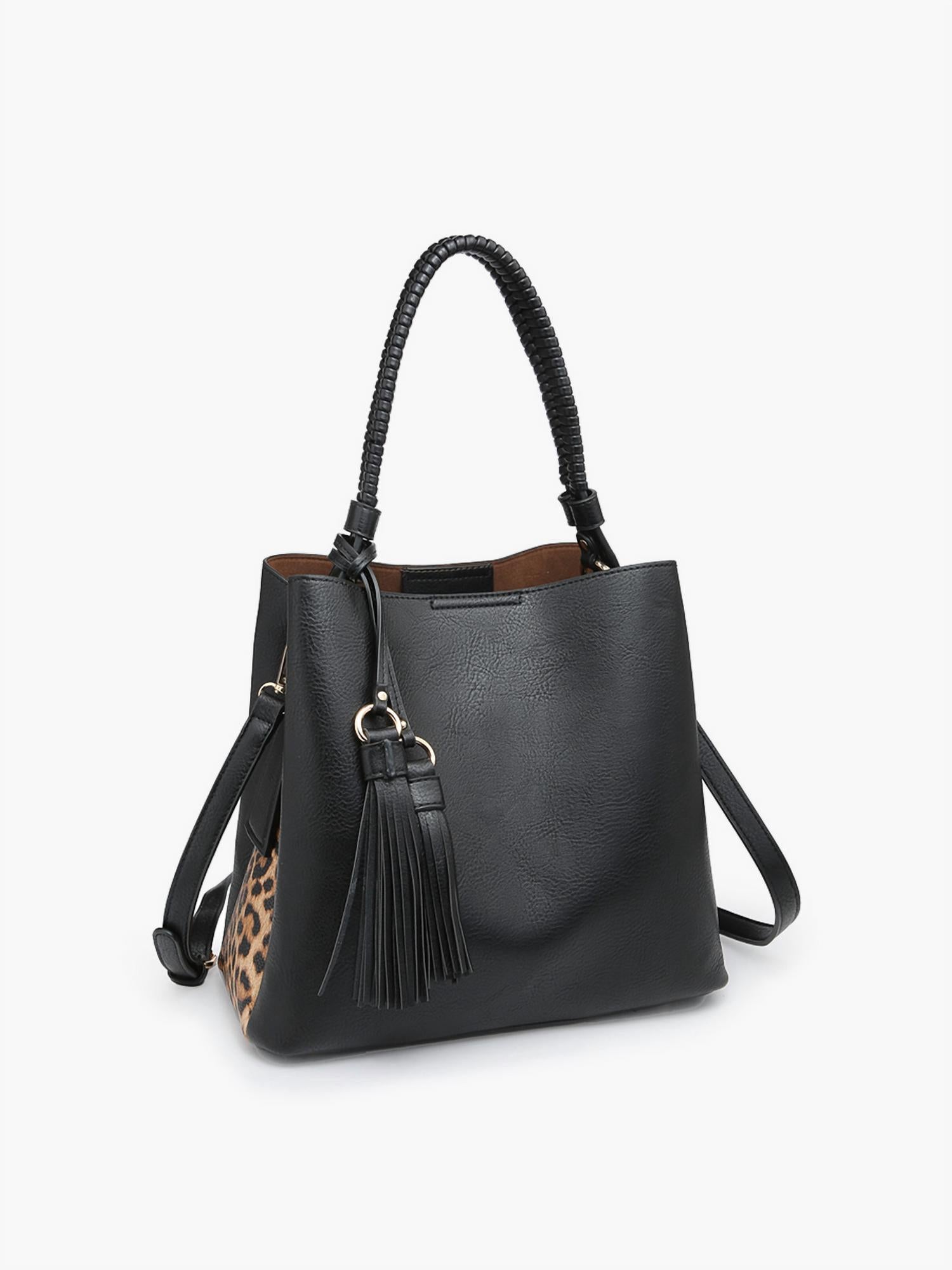 Jen & Co. - Women's Olivia Animal Print Contrast Hobo Bag