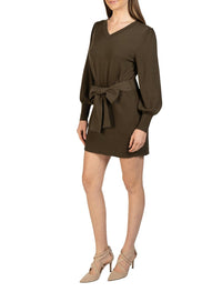 Love Token - Short Knit Mini Sweater Dress With Tie