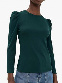 Veronica Beard BRITNEY TOP in pine - women's long sleeve top - detail view