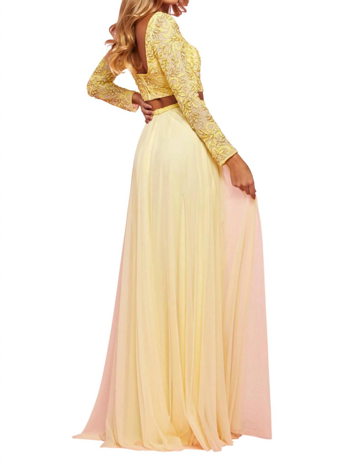 Sherri Hill - Two Piece Beaded Long Sleeve Dress