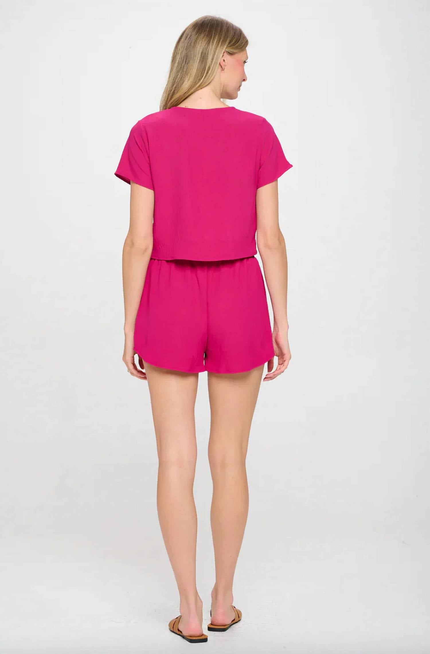 Meet Me In Santorini - Cropped Short-sleeve & Short Set