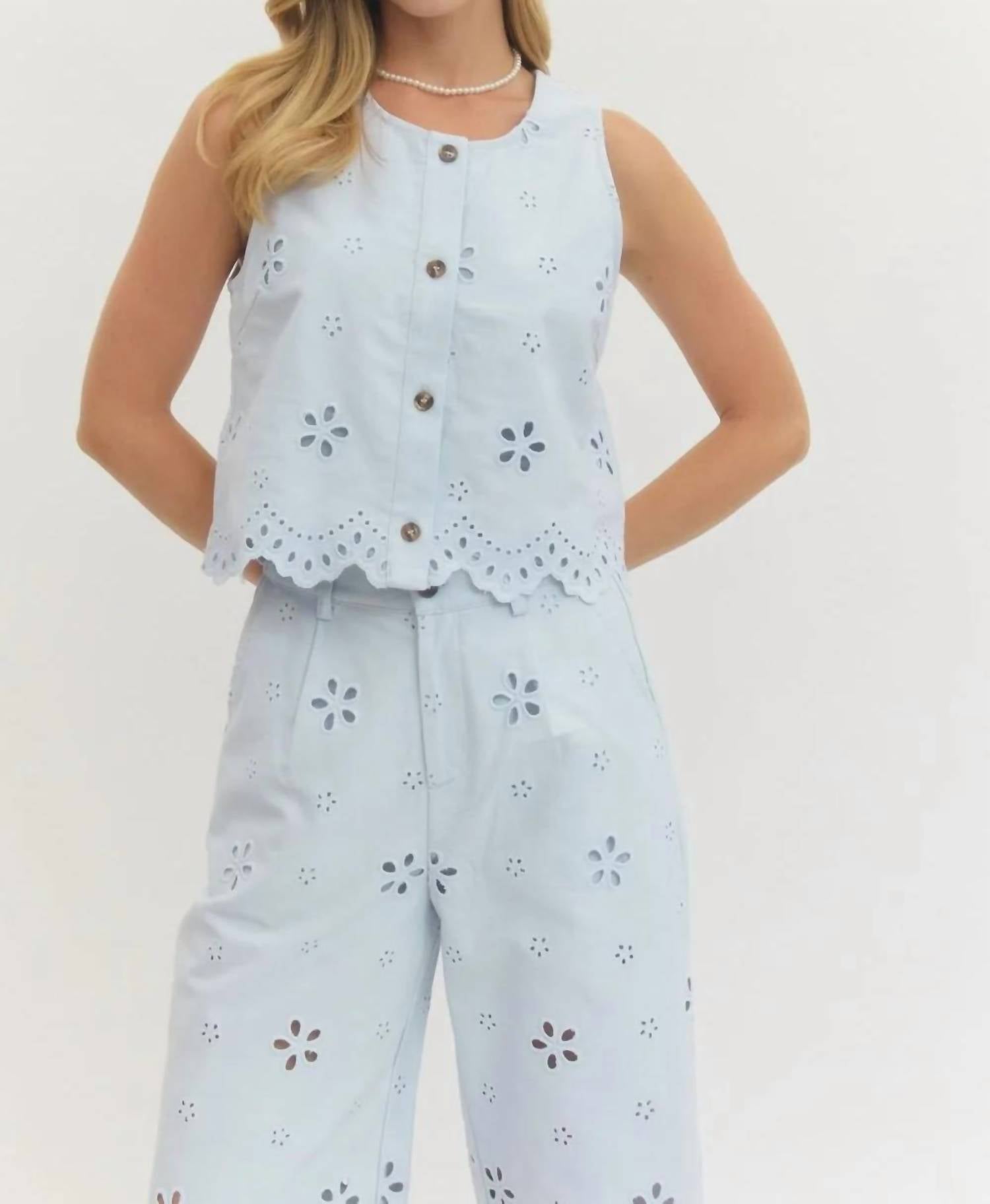 Entro - Eyelet Sleeveless Top