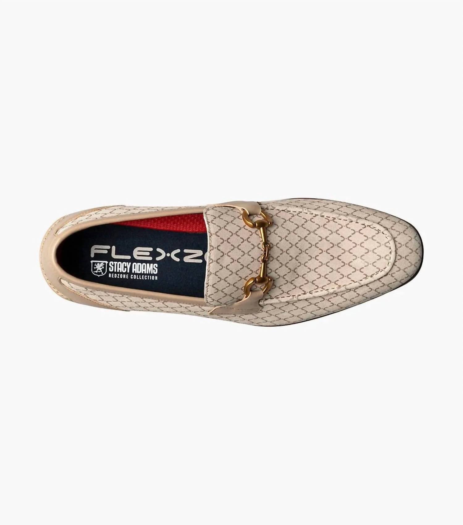 STACY ADAMS Men's Brinkley Moc Toe Bit Slip Ons in beige - men's shoe - alternate view