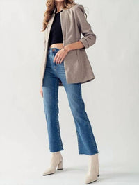 Urban Daizy - Woven Textured Open Front Blazer