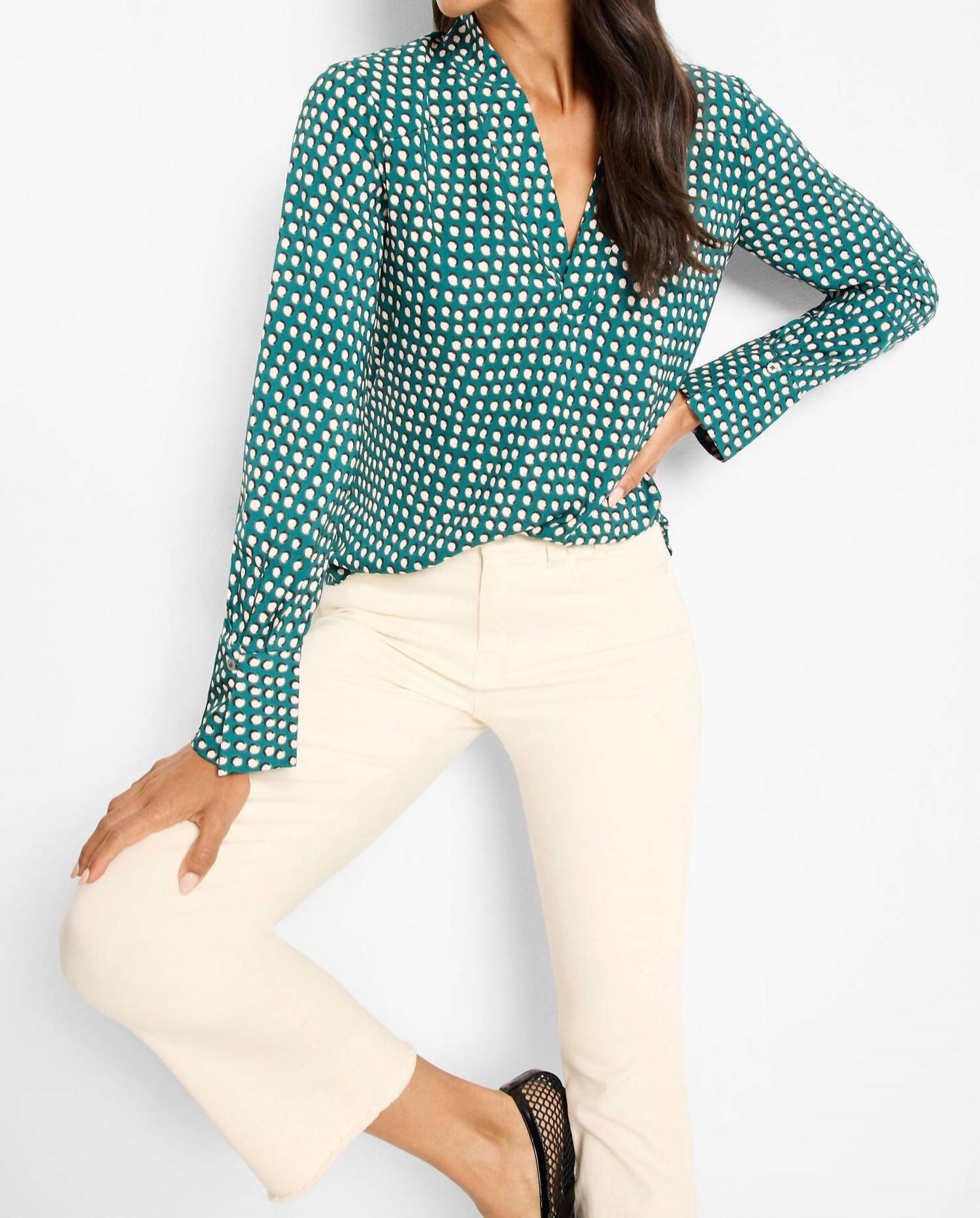 Nic + Zoe - Shadow Dot Long Sleeve Top