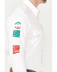 Rock & Roll Denim Long Sleeve Snap Mexico Team Shirt in white - men's shirt - detail view