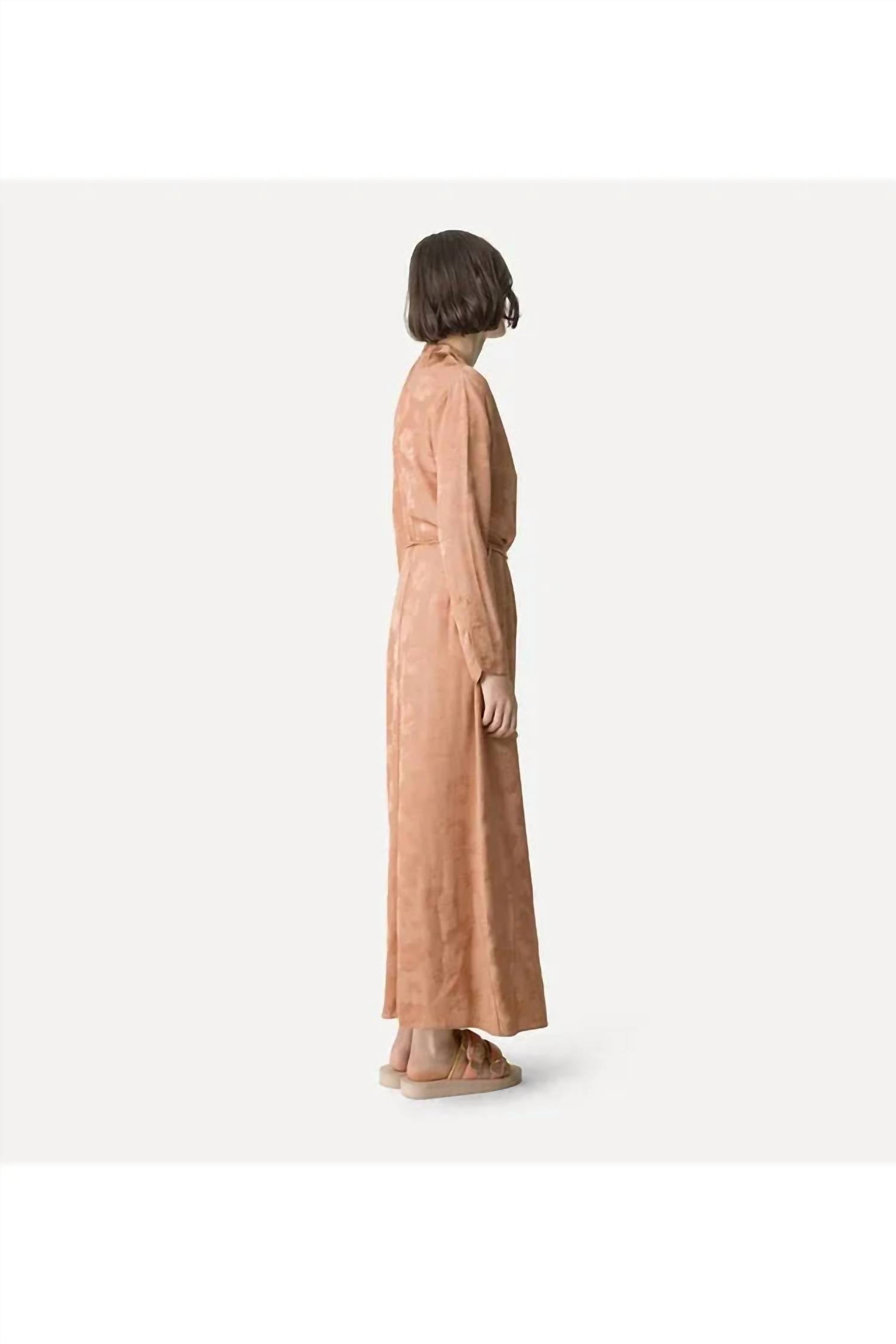 forte forte Long Sleeve Bouquet Maxi Dress in glicine - women's dress - alternate view