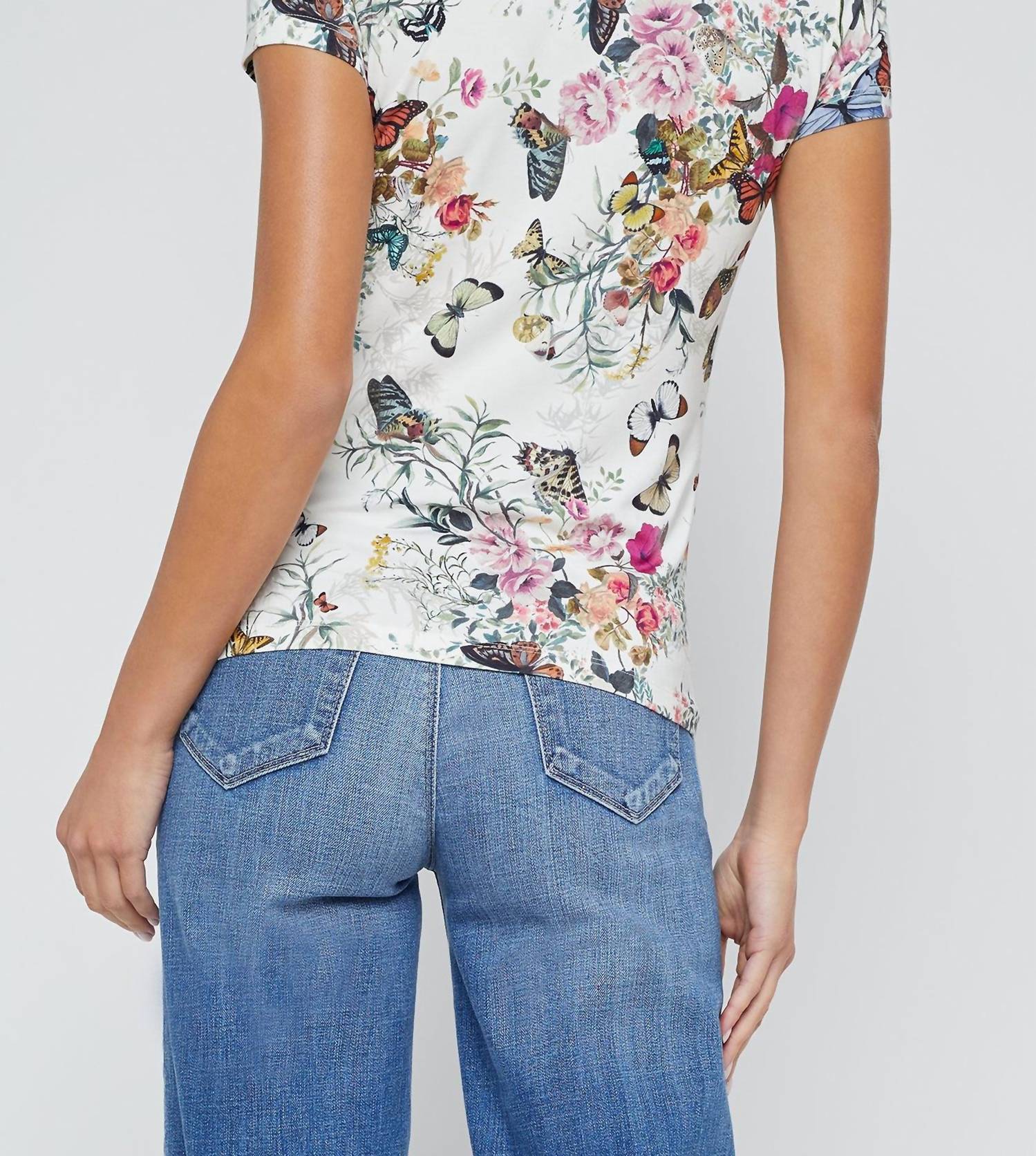 L'Agence - Ressi Short Sleeve Butterfly Print Tee
