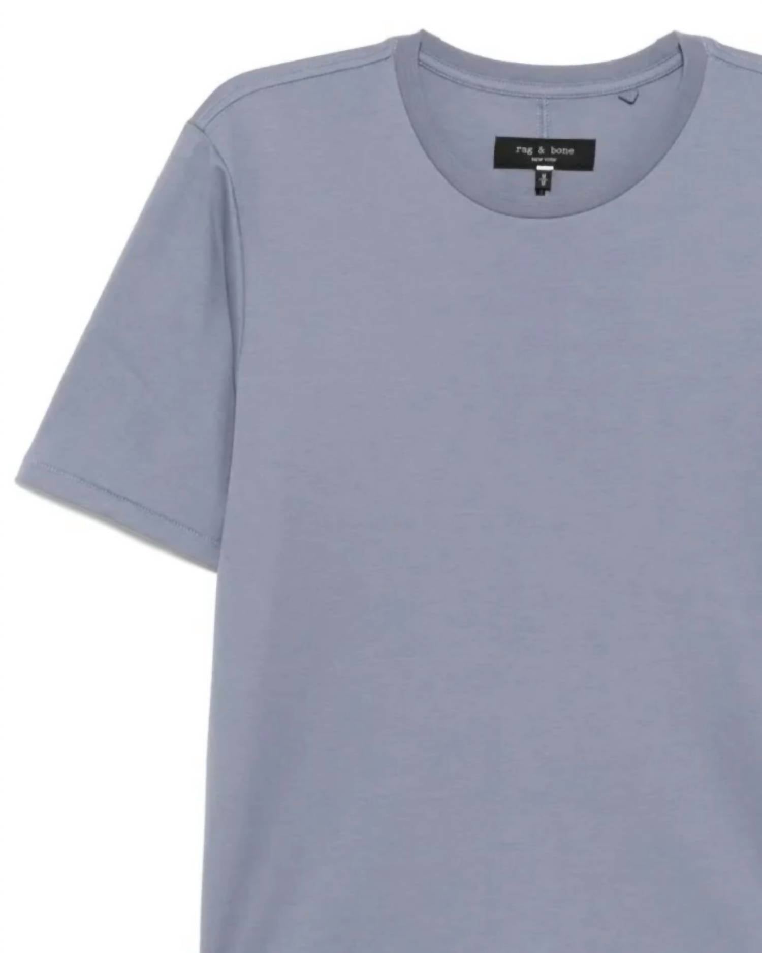 Rag & Bone Men's Pure Pima Tee in sea grey - men's t-shirt - detail view